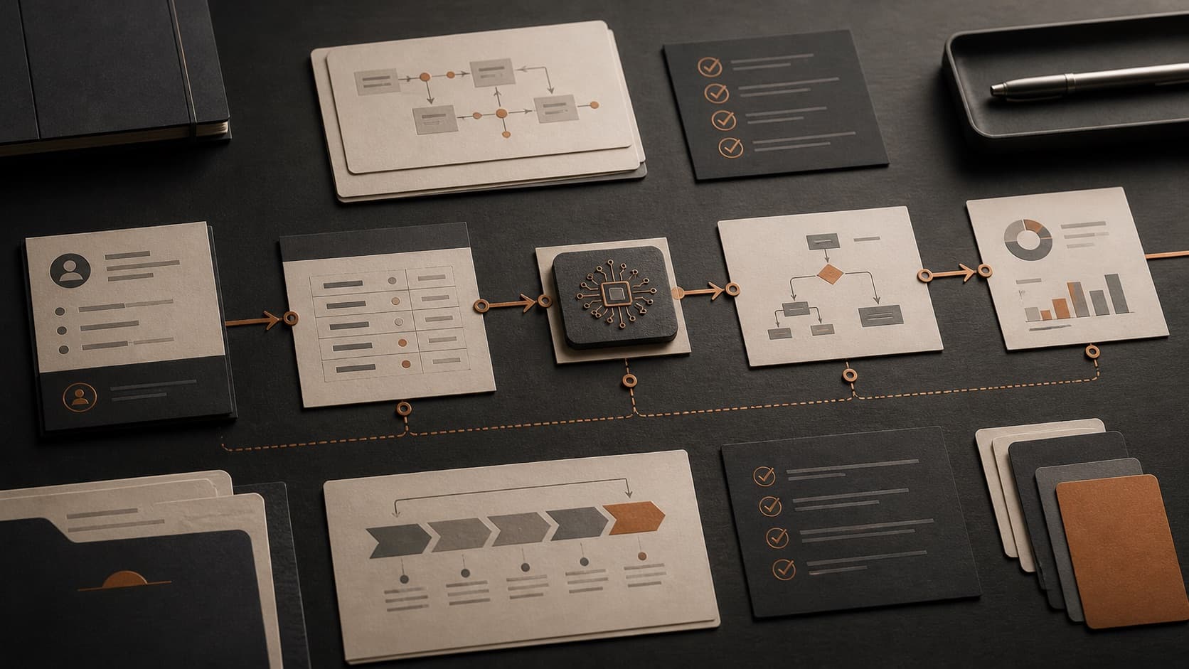 AI without hype operating model showing use cases, workflows, data, governance, and human judgment connected as one capability.